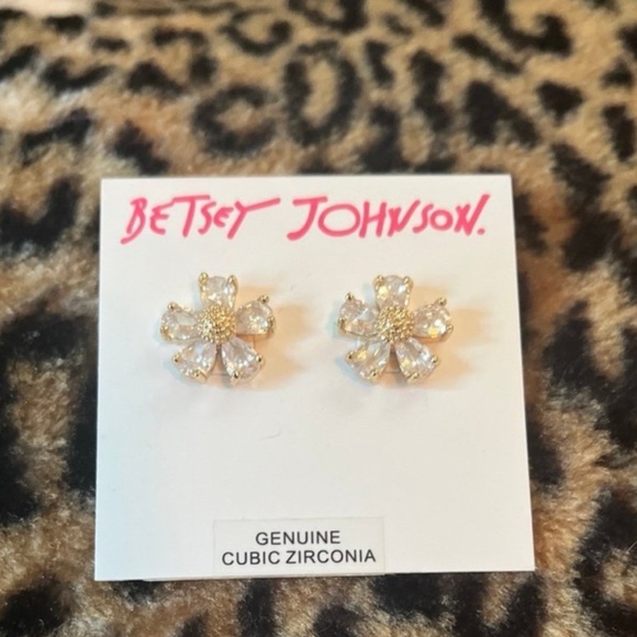 Betsey Johnson Jewelry - Betsey Johnson cz flower earrings NWT